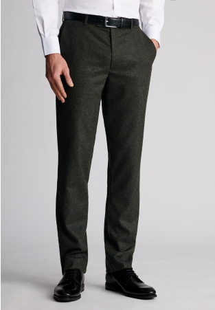 Tailored Fit Kelston Khaki Italian Wool Blend Donegal Suit Trousers
