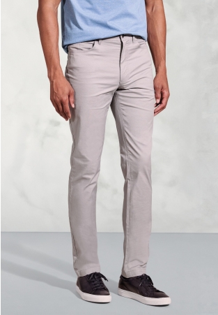 Tailored Fit Harrelson Silver Grey Slub Cotton 5 Pocket Trousers