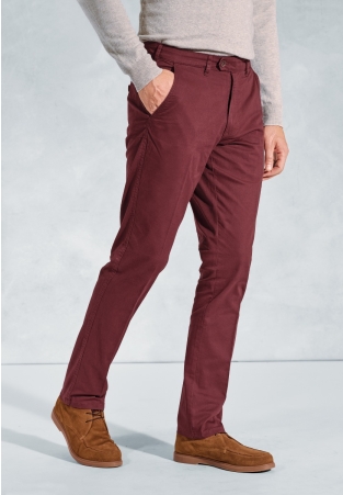 Tailored Fit Ben Wine Stretch Cotton Chinos