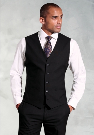 Tailored Fit Black Waistcoat
