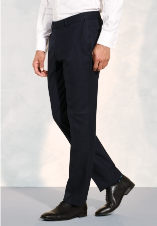 Tailored Fit Wells Navy Wool Blend Suit Trousers