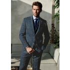 Tailored Fit Inverness Navy Check Harris Tweed&reg; Three Piece Suit - Waistcoat Optional