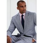 Tailored Fit Blue Puppytooth Cotton Linen Suit - Waistcoat Optional