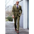 Tailored Fit Haincliffe Green Check Wool Suit - Waistcoat Optional