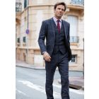 Tailored Fit Haincliffe Blue Check Wool Suit - Waistcoat Optional