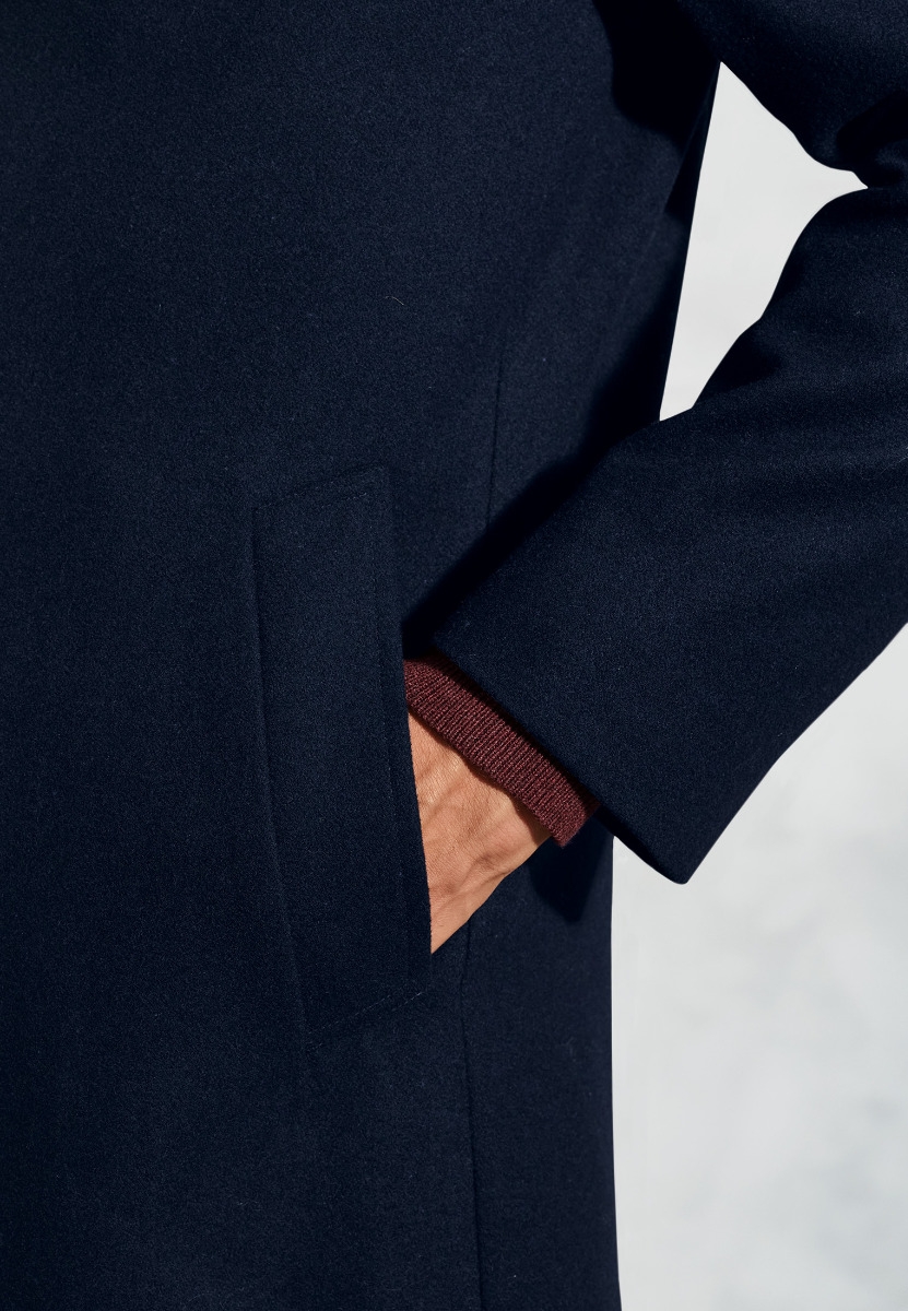 Hutchinson Navy Wool Blend Overcoat