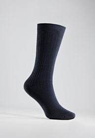 Navy Plain Wool Blend Rib Socks