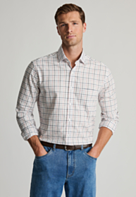 Regular Fit Ecru Tattersall Check Cotton Shirt