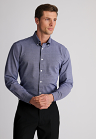 Tailored Fit Blue Marl Pique Cotton Blend Shirt