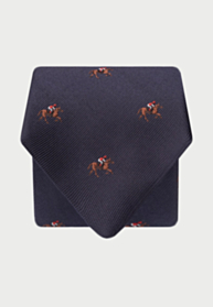 Navy Horse Pure Silk Tie