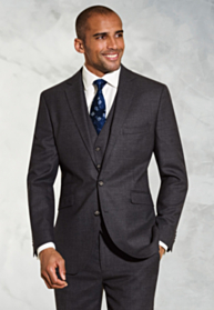 Tailored Fit Wells Charcoal Wool Blend Suit - Waistcoat Optional