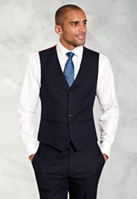 Tailored Fit Wells Navy Wool Blend Waistcoat