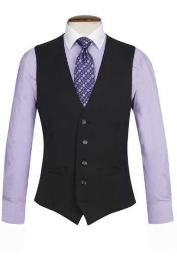 Tailored Fit Capital Black Washable Waistcoat