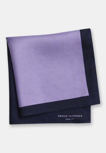 Lilac And Navy Pure Silk Hanky