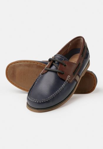 Navy Leather Boat Shoe
