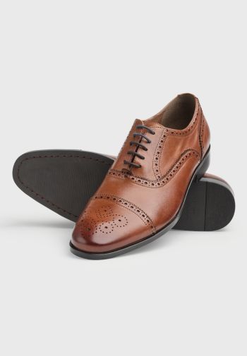 Tan Toecap Brogue Oxford Shoe