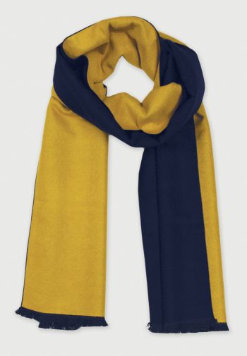 Mustard and Navy Double Faced Scarf