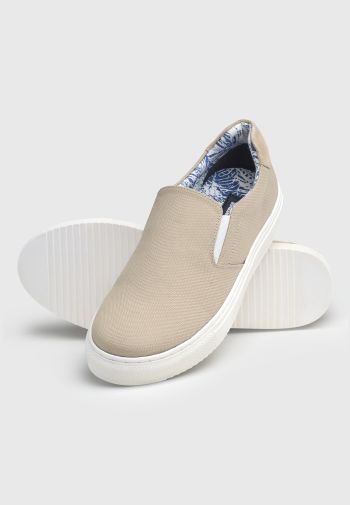Sand Canvas Slip-On Sneakers