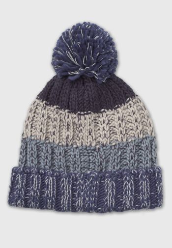 Striped Knitted Pompom Hat