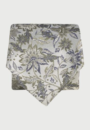 Pure Silk Sage Large Floral Jacquard Tie