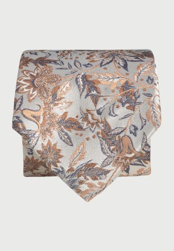 Pure Silk Peach Large Floral Jacquard Tie