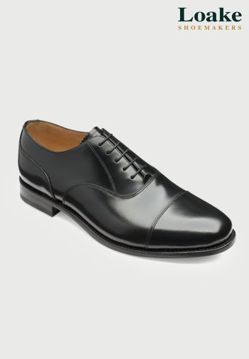 Loake 200 Black Leather Oxford Toe Cap Shoes
