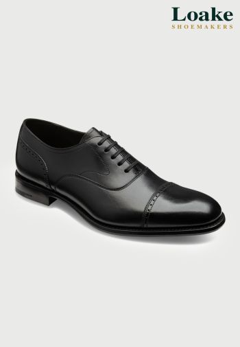 Loake Hughes Black Calf Leather Premium Semi-Brogue Shoes