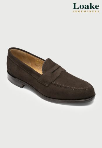 Loake Imperial Dark Brown Suede Penny Loafers