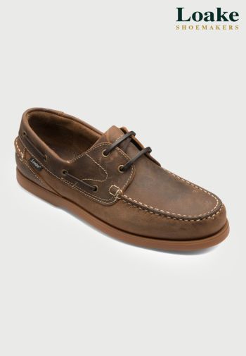Loake Lymington Brown Oiled Nubuck Leather Boat Shoes