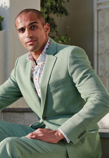 Tailored Fit Constable Sage Linen Mix Suit - Waistcoat Optional 