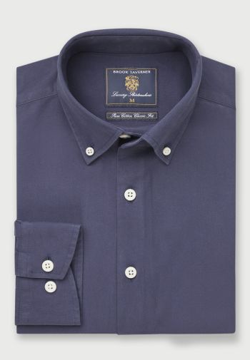 Regular Fit Navy Cotton Twill Shirt