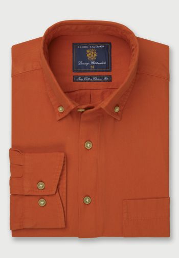 Regular Fit Burnt Orange Cotton Twill Shirt