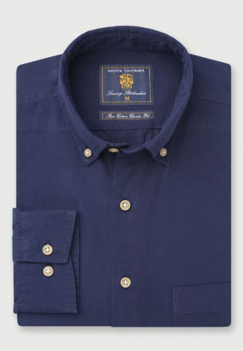 Regular and Tailored Fit Navy Cotton Twill Shirt