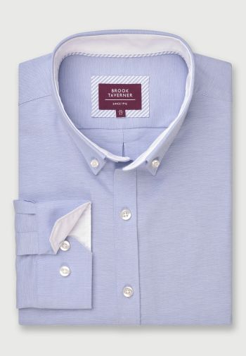 Tailored Fit Sky Blue Stretch Cotton Oxford Shirt