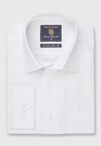 Regular Fit White Linen Popover Shirt