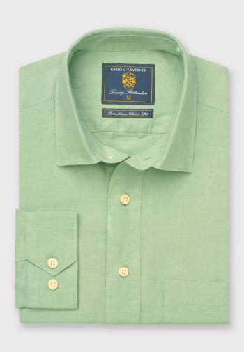 Regular Fit Mint Linen Popover Shirt