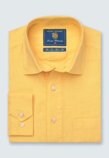 Regular Fit Lemon Linen Popover Shirt
