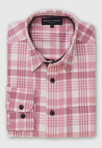 Tailored Fit Rose Check Cotton Shirt