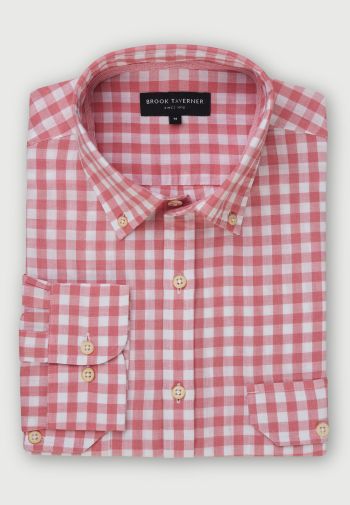 Tailored Fit Rose Gingham Cotton Shirt