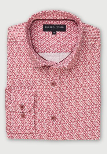 Tailored Fit Strawberry Print Cotton Oxford Shirt