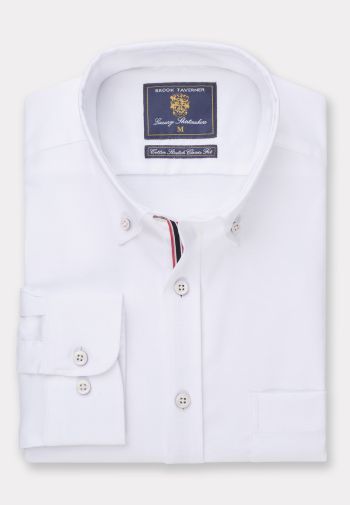 Regular and Tailored Fit White Stretch Cotton Oxford Shirt