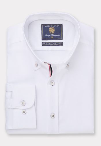 Tailored Fit White Stretch Cotton Oxford Shirt