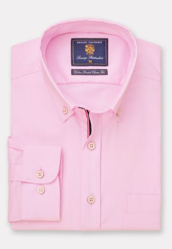 Regular Fit Pink Stretch Cotton Oxford Shirt