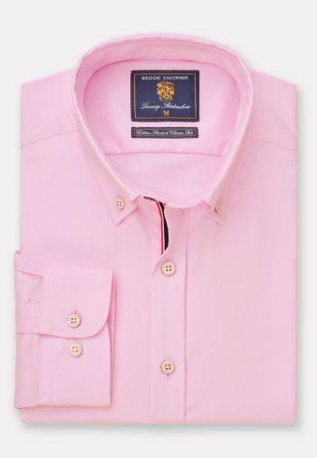 Tailored Fit Pink Stretch Cotton Oxford Shirt