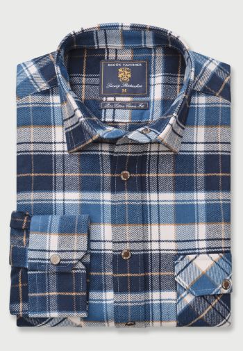 Navy Check â€˜Lumberjackâ€™ Brushed Cotton Overshirt