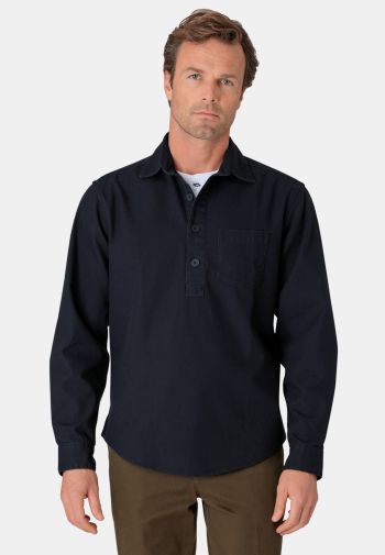 Navy Artist's Popover Cotton Overshirt