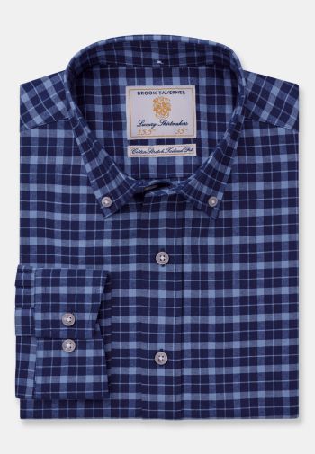 Tailored Fit Navy Check Cotton Shirt