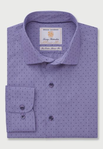 Tailored Fit Blue Dash Design Cotton Shirt