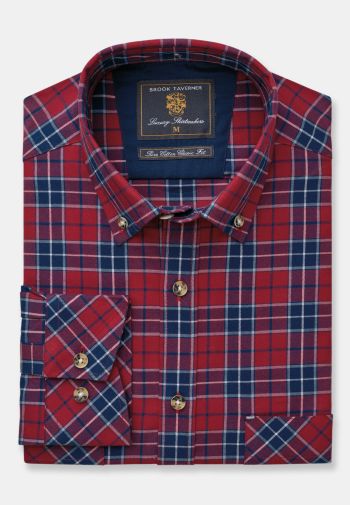 Red, Blue and White Check 'Peached Finish' Twill Shirts