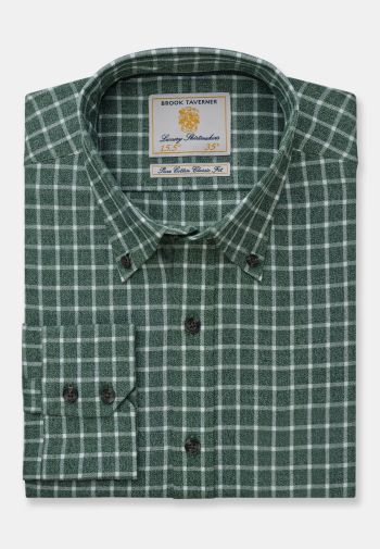 Tailored Fit Forest Jaspe Check 35" Sleeve Cotton Shirt